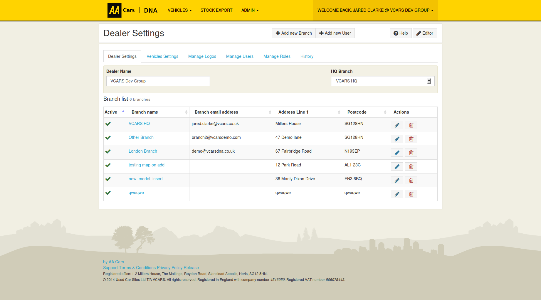 screenshot of AA Cars DNA